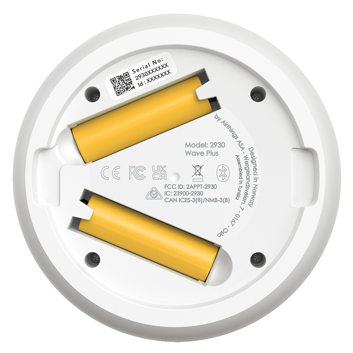 Airthings Wave Plus Smart Indoor Air Quality Monitor + Radon Detection - Batteries