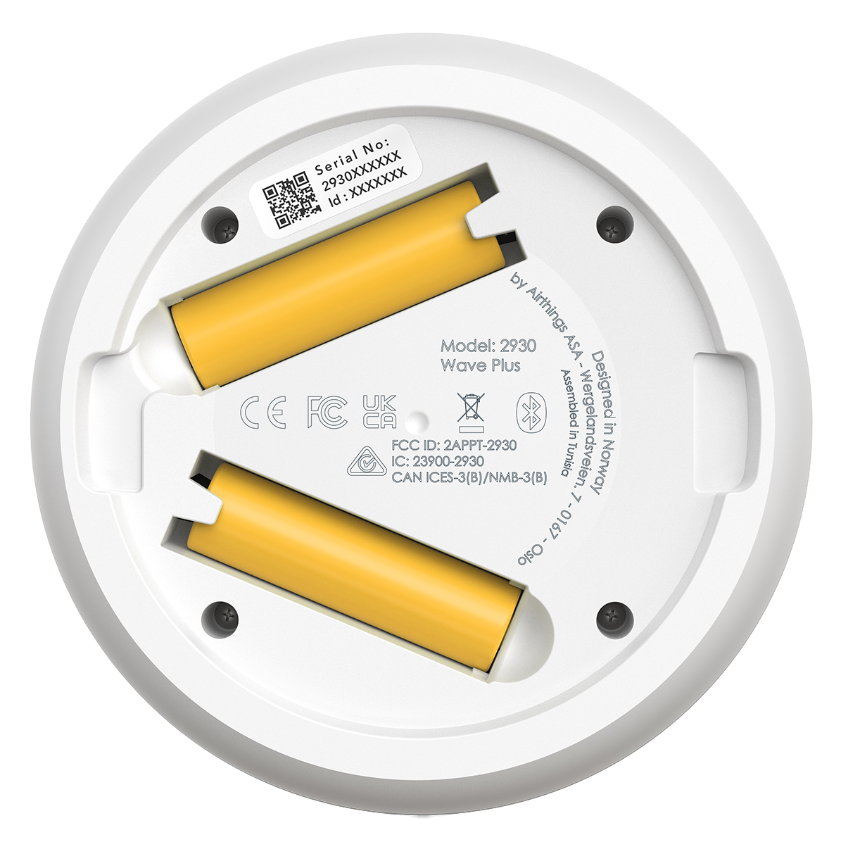 Airthings Wave Plus Smart Indoor Air Quality Monitor + Radon Detection - Batteries