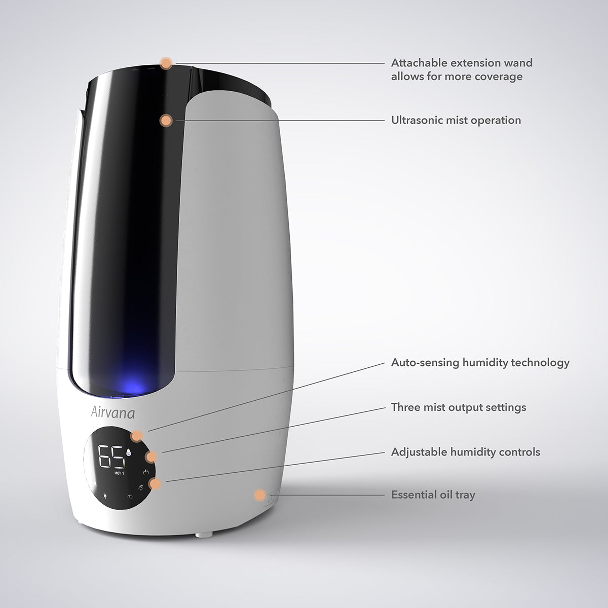 Airvana Aspire 2.25 Gal. Ultrasonic Cool Mist Humidifier - Graphic