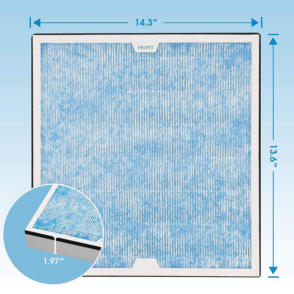 AlorAir 2-in-1 HEPA/Activated Carbon Filter Set for PureAiro HEPA Pro/Max Air Scrubber - 3 Pack - Dimensions