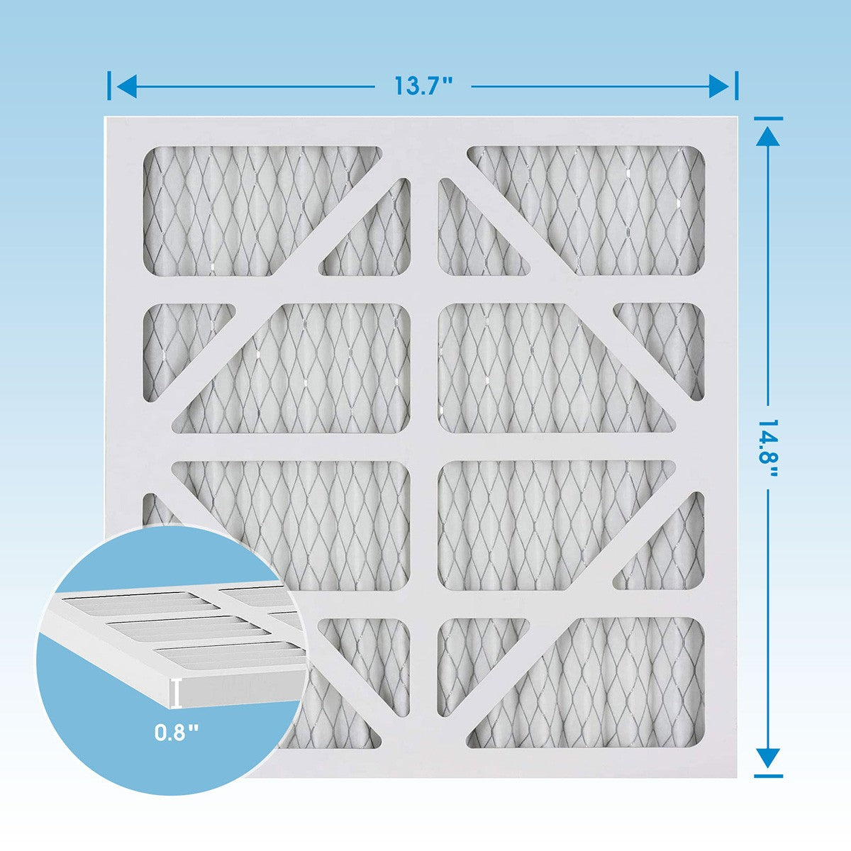 AlorAir MERV 10 Filter Set for PureAiro HEPA Pro/Max Air Scrubbers -  5 Pack - Dimensions