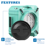 AlorAir PureAiro HEPA Pro 770 Air Scrubber -  3-stage filtration system and 16-inch air duct.