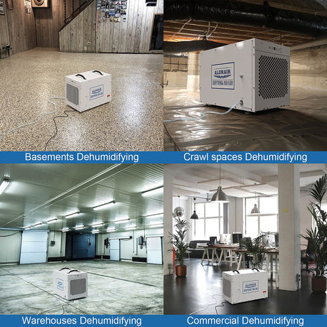 AlorAir Sentinel 120 Pint Whole Home, Crawl Space & Basement Dehumidifier - Infographic