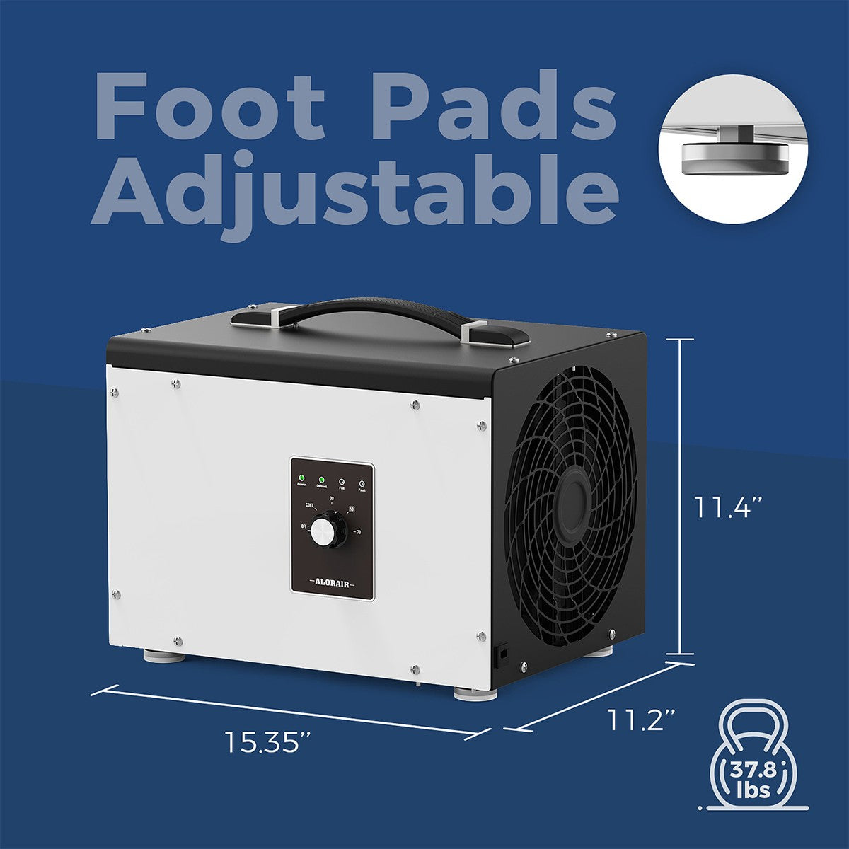 AlorAir Sentinel 35 Pint at AHAM Dehumidifier for Crawl Spaces or Basements Up to 1,000 Sq. Ft. - Without Pump - Foot Pads