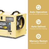 AlorAir Sentinel 55 Pint at AHAM Dehumidifier With Drain Hose for Crawl Spaces or Basements Up to 1,300 Sq. Ft., Gold - Auto defrost, operation, & memory restart.