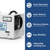AlorAir Sentinel 55 Pint at AHAM Dehumidifier With Drain Hose for Crawl Spaces or Basements Up to 1,300 Sq. Ft., White - Features