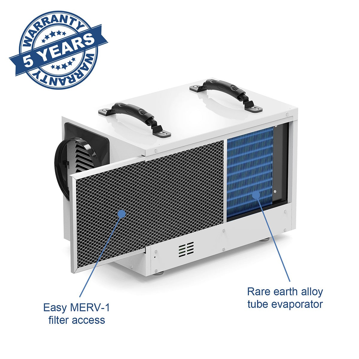 AlorAir Sentinel 55 Pint at AHAM Dehumidifier With Drain Hose for Crawl Spaces or Basements Up to 1,300 Sq. Ft., White - Filter