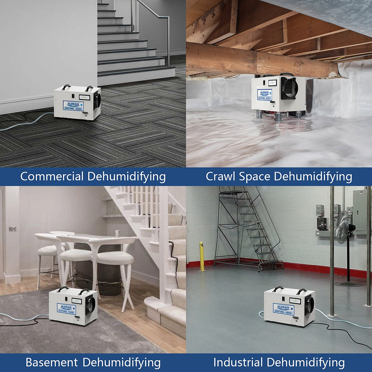 AlorAir Sentinel 55 Pint at AHAM Dehumidifier With Drain Hose for Crawl Spaces or Basements Up to 1,300 Sq. Ft., White