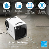 AlorAir Sentinel Energy Star 90 Pint at AHAM Dehumidifier for Crawl Spaces, Basements, or Water Damage Up to 2,600 Sq. Ft. Ducted - Drainage