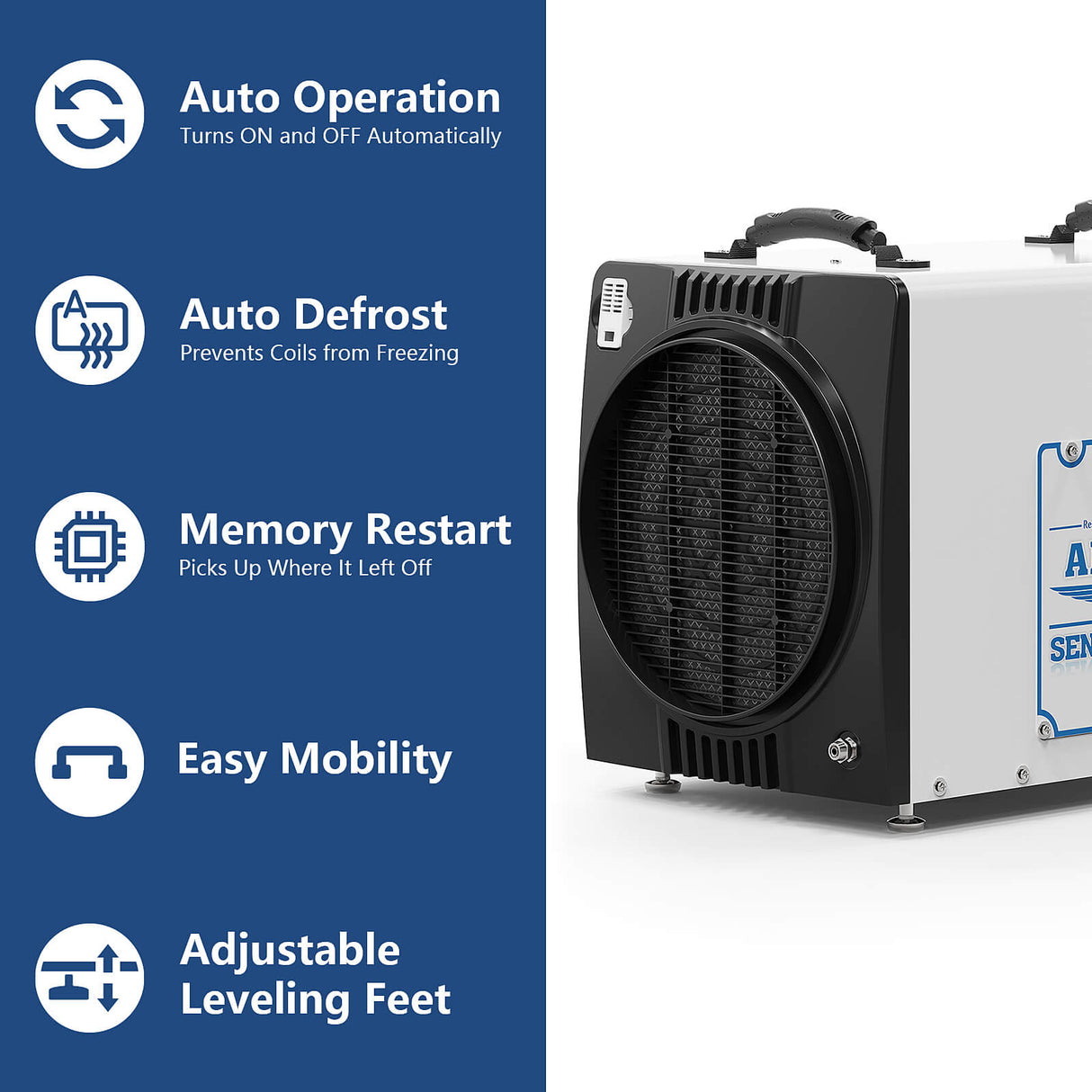 AlorAir Sentinel Energy Star 90 Pint at AHAM Dehumidifier for Crawl Spaces, Basements, or Water Damage Up to 2,600 Sq. Ft. Ducted - Features