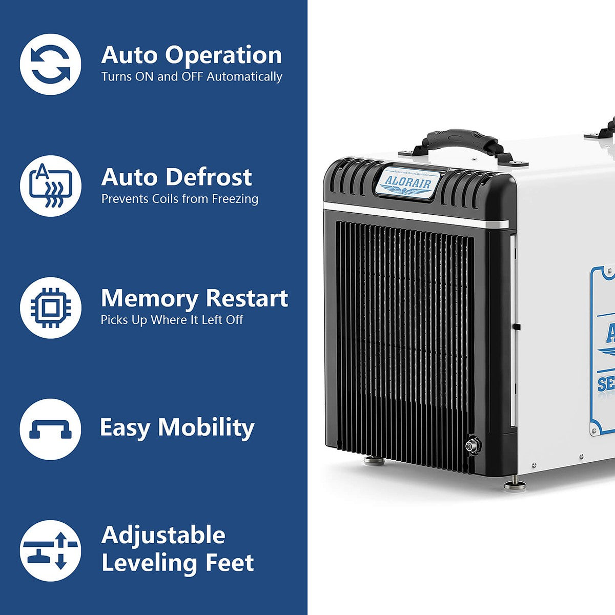 AlorAir Sentinel Energy Star 90 Pint at AHAM Dehumidifier for Crawl Spaces, Basements, or Water Damage Up to 2,600 Sq. Ft. With Pump - Features