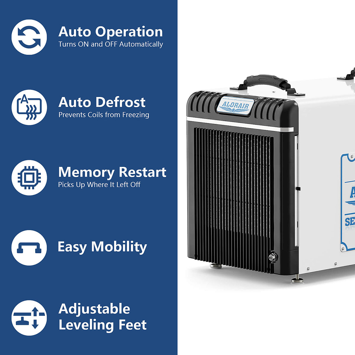 AlorAir Sentinel Energy Star 90 Pint at AHAM Dehumidifier for Crawl Spaces, Basements, or Water Damage Up to 2,600 Sq. Ft. With Pump - Features