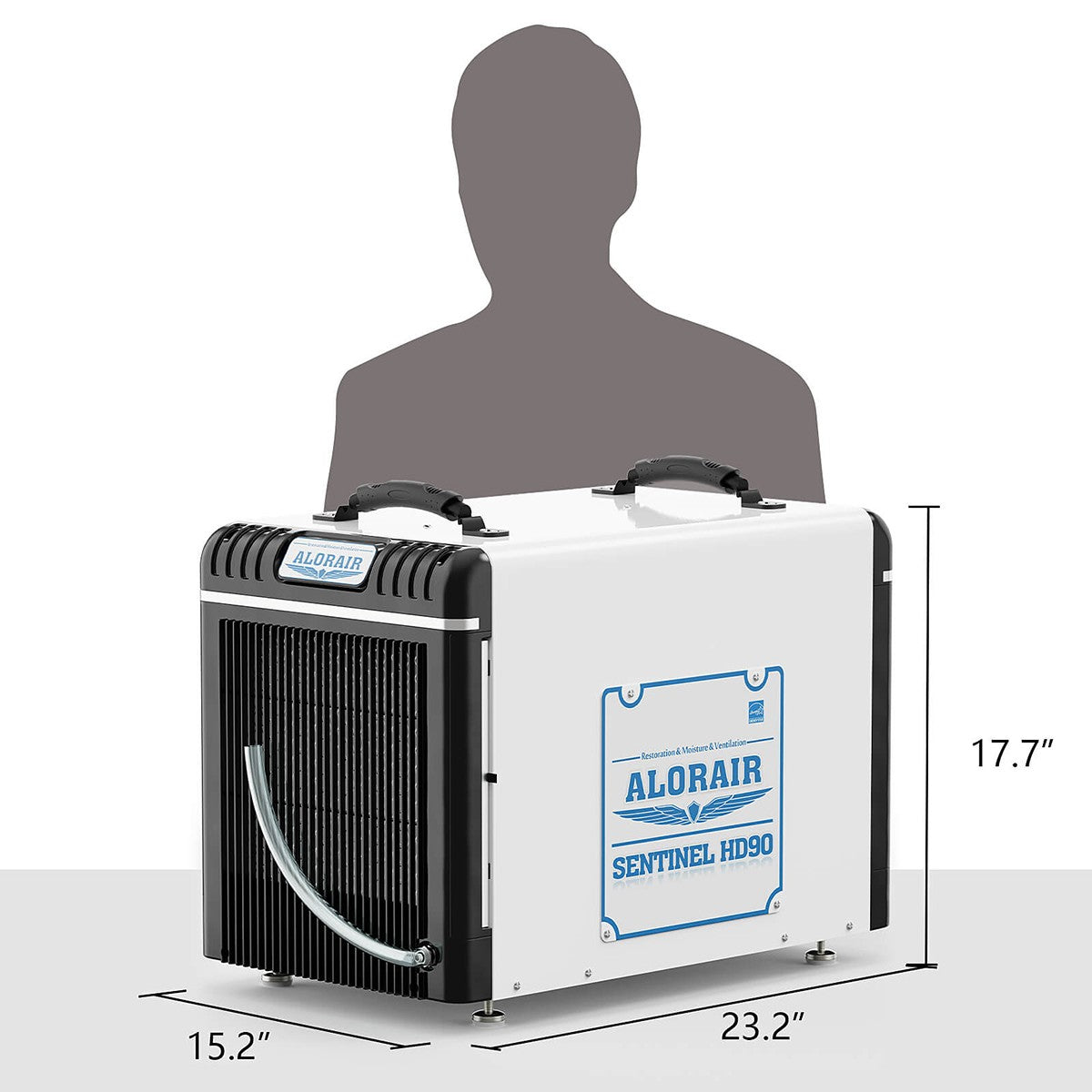 AlorAir Sentinel 90 Pint Crawl Space, Basement & Water Damage Dehumidifier - Dimensions