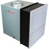 Amana 11,000 BTU Vertical Terminal Air Conditioner w/ Heat Pump - Back Angle with Adapter and Grille