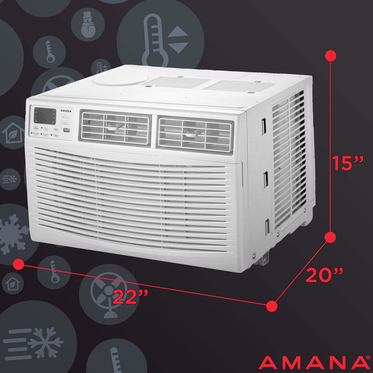 Amana 10,000 BTU Window Air Conditioner w/ Electronic Controls - Measurements