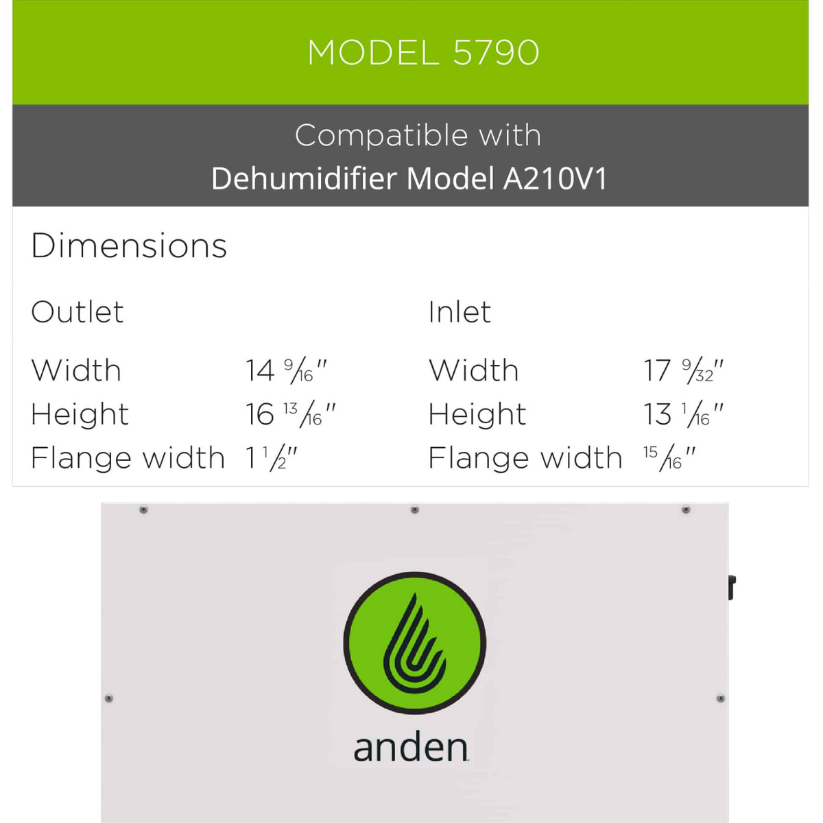 Anden A210 Dehumidifier Duct Kit - Dimensions 1