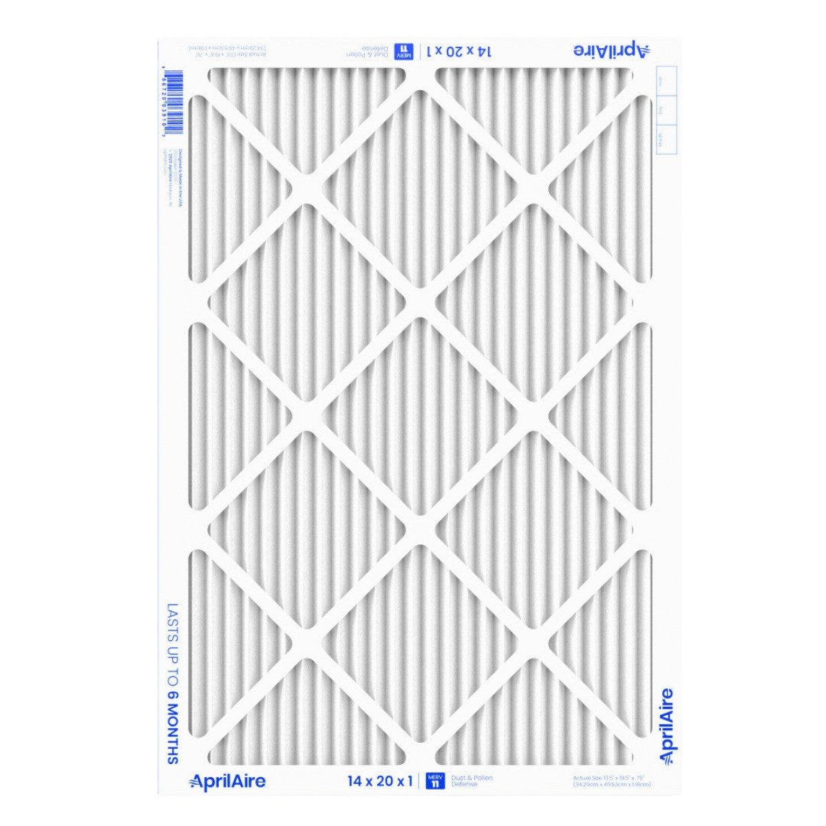 Aprilaire 14-Inch Wide MERV 11 TriPure 1-Inch Filter A14201 - Back