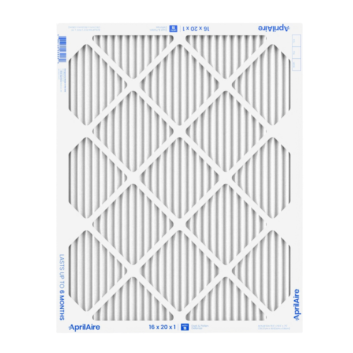 Aprilaire 16-Inch Wide MERV 11 TriPure 1-Inch Filter A16201 - Back