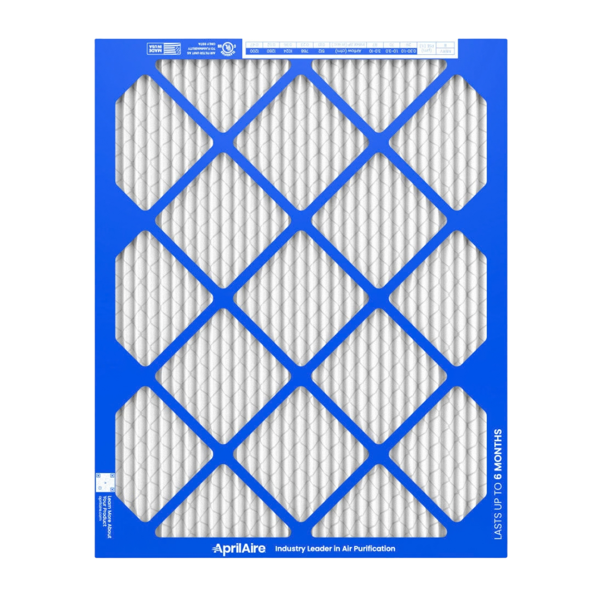 Aprilaire 16-Inch Wide MERV 11 TriPure 1-Inch Filter A16201 - Front