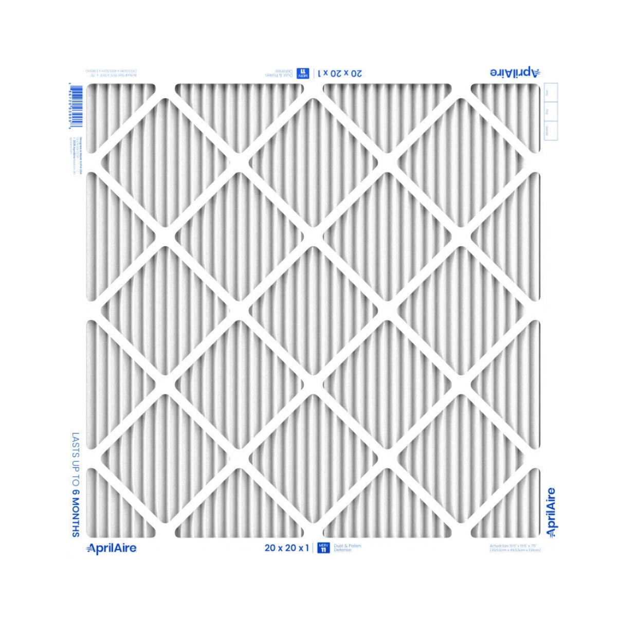 Aprilaire 20-Inch Wide MERV 11 TriPure 1-Inch Filter A20201 - Back