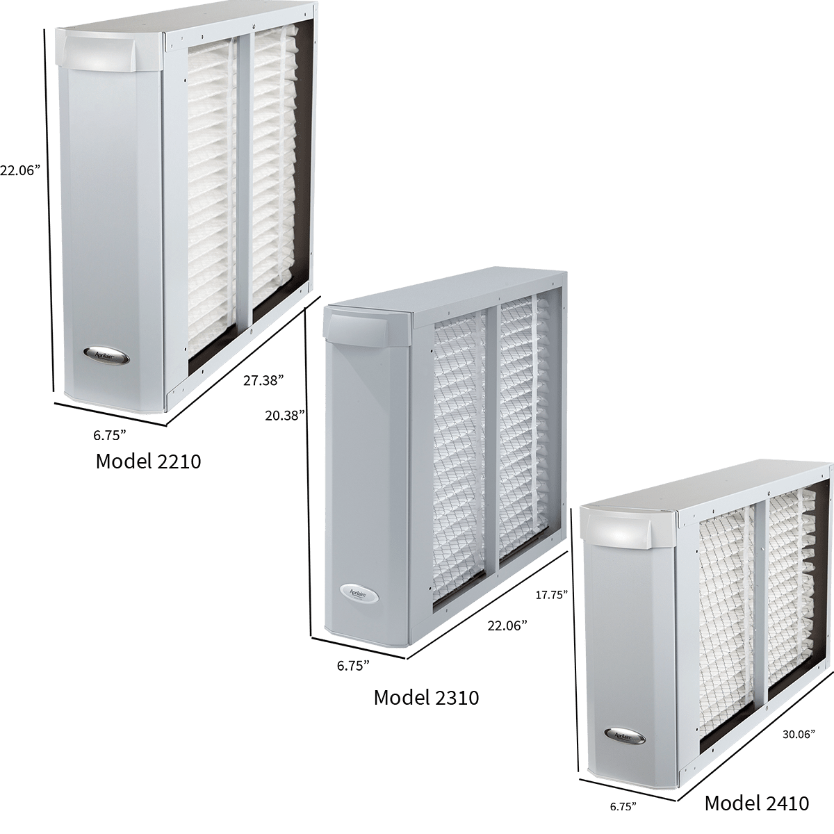 Aprilaire Series 2000 Whole House Air Cleaners - Dimensions