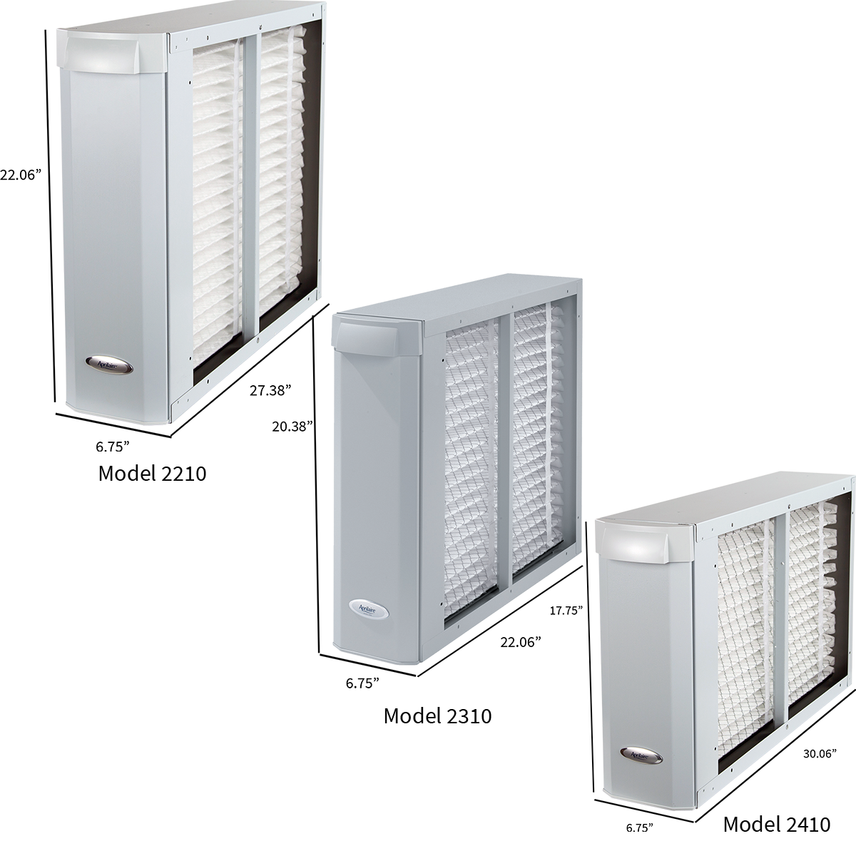 Aprilaire Series 2000 Whole House Air Cleaners - Dimensions