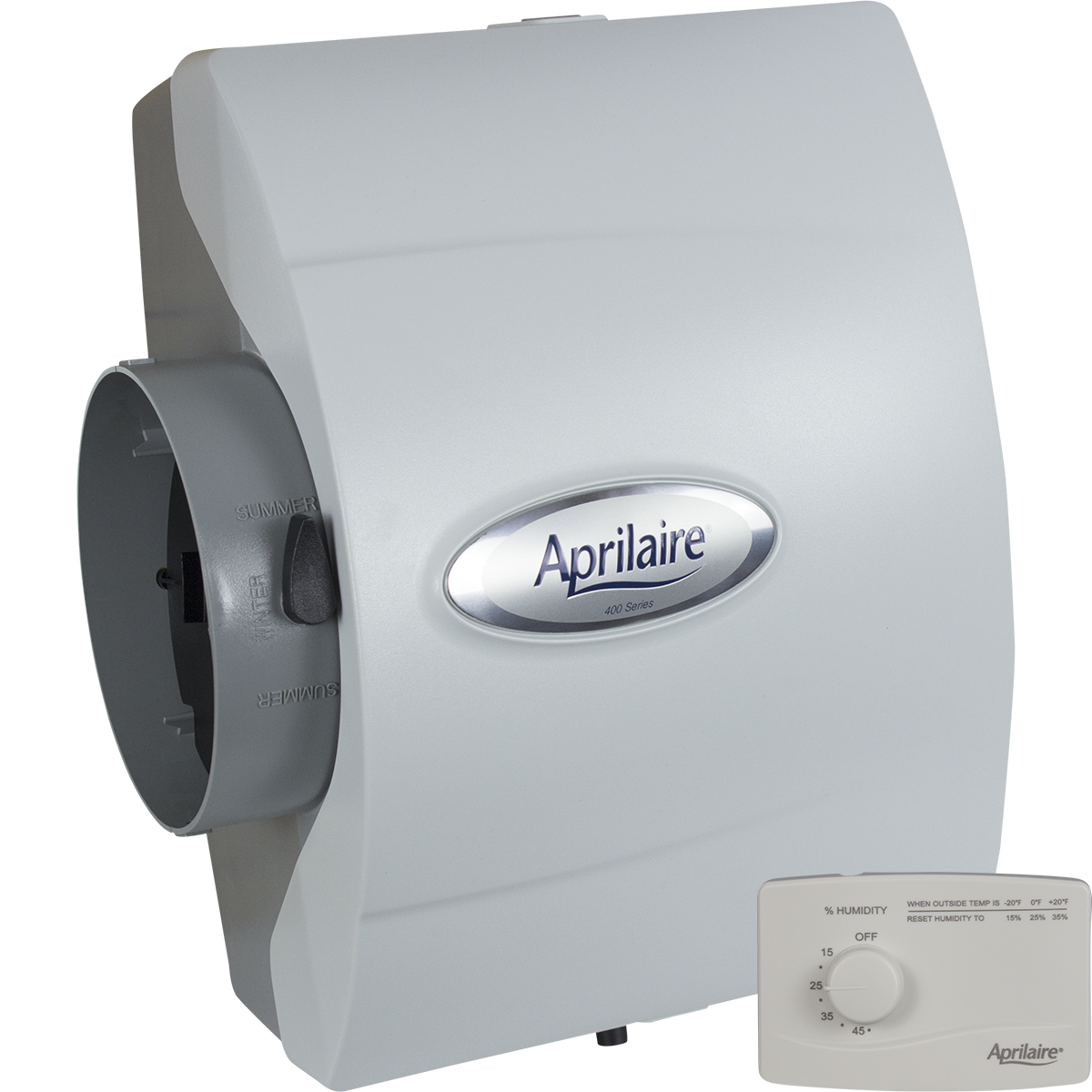Aprilaire Model 400 Drainless Bypass Humidifier - manual controls