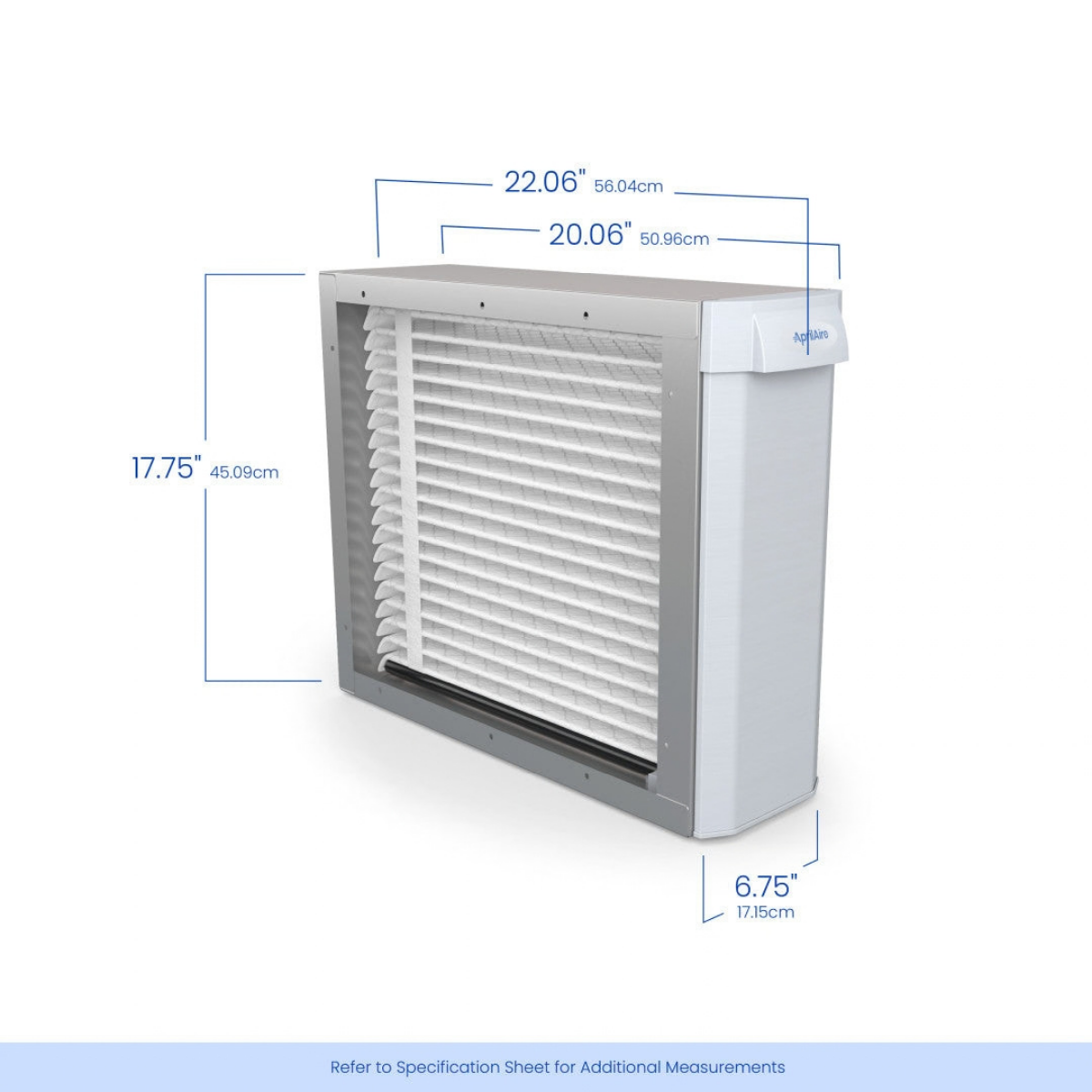AprilAire U111 16x20 in. MERV 11 TriPure 3 in. Filtration Whole House Media Air Cleaner - Dimensions