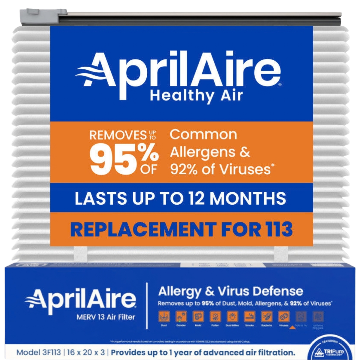Aprilaire UK111/113 16x20x3 in. TriPure Filter + One-Time Upgrade Rail Kit - 113 Filter
