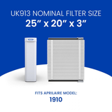 Aprilaire UK911/913 25x20x3 in. TriPure Filter + One-Time Upgrade Rail Kit - Infographic 12