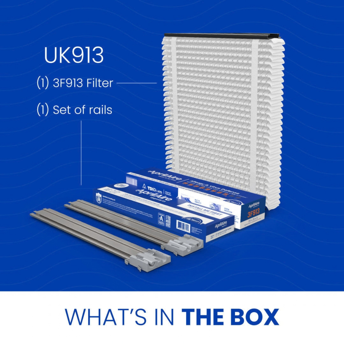 Aprilaire UK911/913 25x20x3 in. TriPure Filter + One-Time Upgrade Rail Kit - Infographic 13