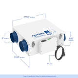 Aprilaire Healthy Air System 120 CFM Energy Recovery Ventilator - dimensions