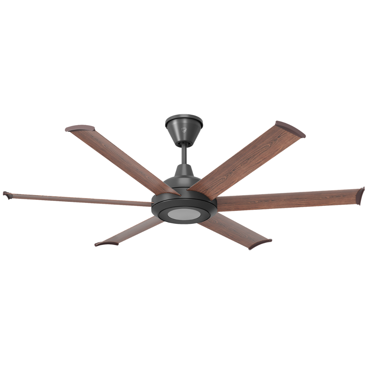 Big Ass Fans Bison 60 in. Smart  Walnut Blades Universal Mount Ceiling Fan - Black w/ LED Lights
