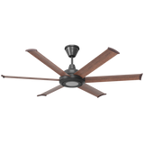 Big Ass Fans Bison 60 in. Smart  Walnut Blades Universal Mount Ceiling Fan - Black w/ LED Lights