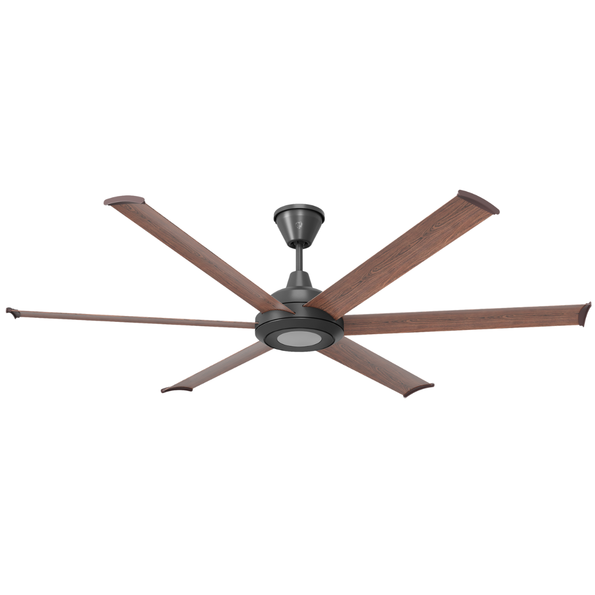 Big Ass Fans Bison 72 in. Smart  Walnut Blades Universal Mount Ceiling Fan - Black w/ LED Lights