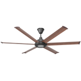 Big Ass Fans Bison 72 in. Smart  Walnut Blades Universal Mount Ceiling Fan - Black w/ LED Lights
