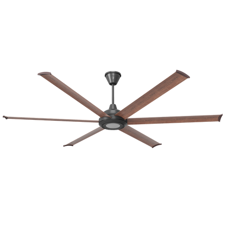Big Ass Fans Bison 84 in. Smart  Walnut Blades Universal Mount Ceiling Fan - Black w/ LED Lights