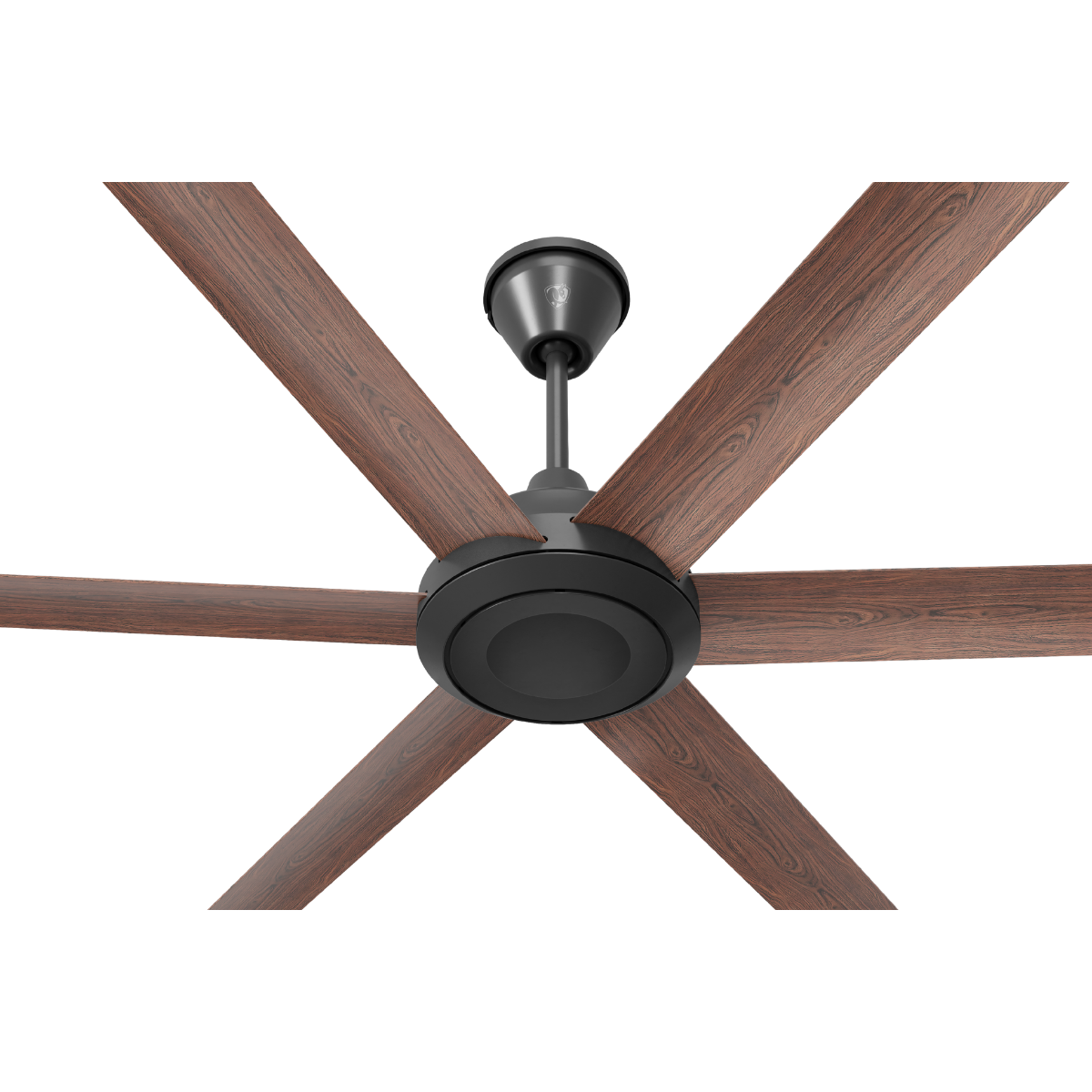 Big Ass Fans Bison Smart  Walnut Blades Universal Mount Ceiling Fan Close-up - Black