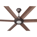 Big Ass Fans Bison Smart  Walnut Blades Universal Mount Ceiling Fan Close-up - Oil Rubbed Bronze w/ LED Light
