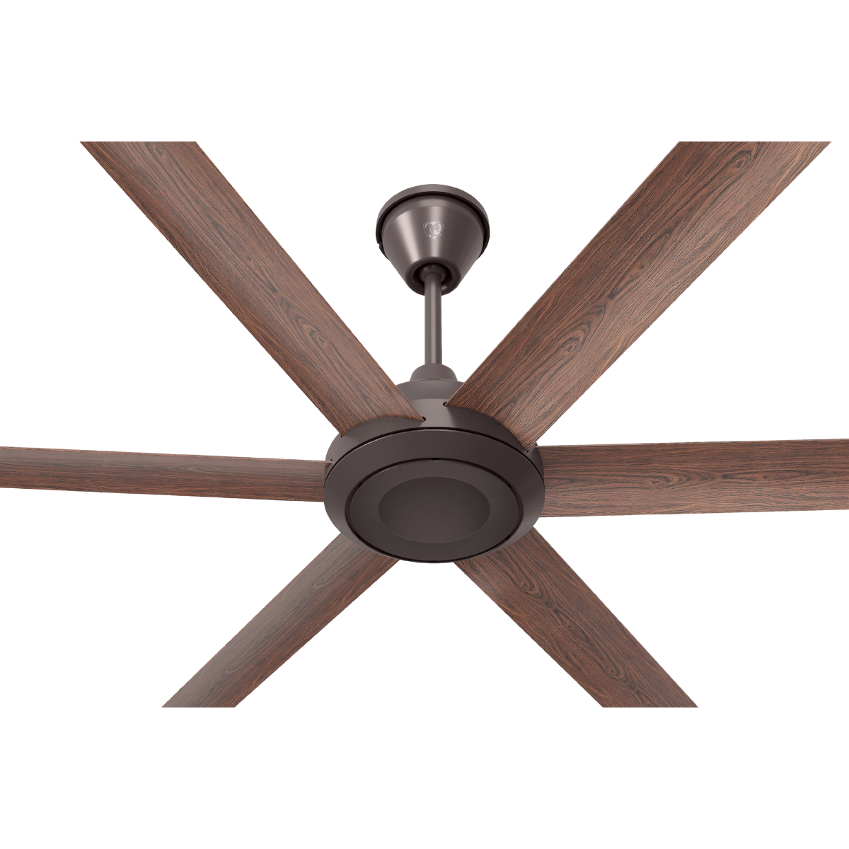 Big Ass Fans Bison Smart  Walnut Blades Universal Mount Ceiling Fan Close-up - Oil Rubbed Bronze
