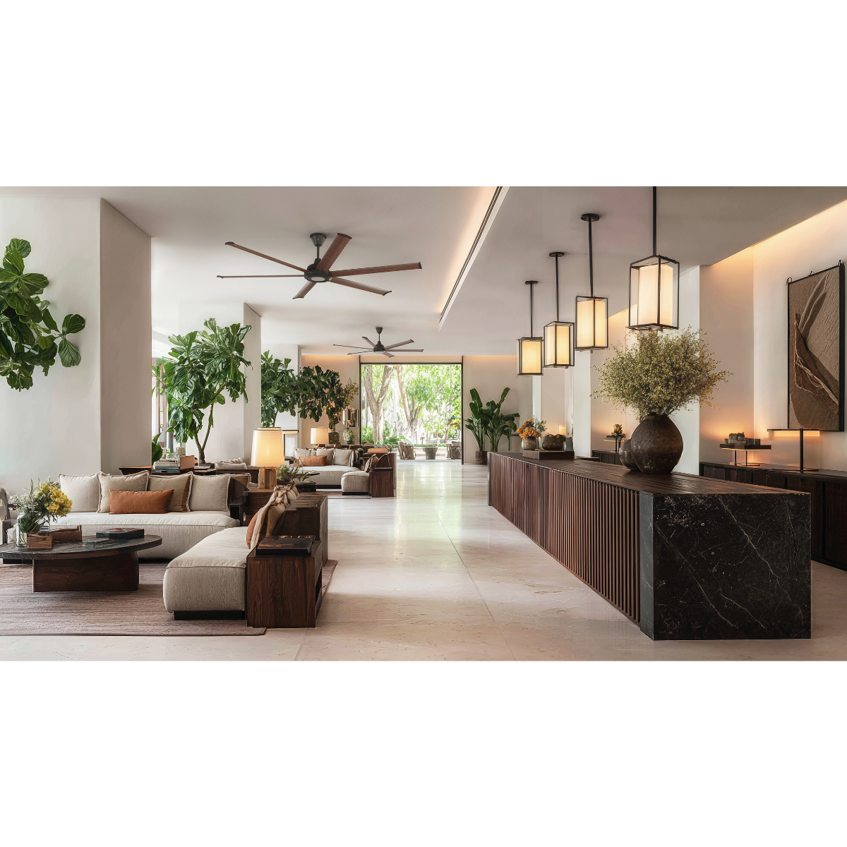 Big Ass Fans Bison Smart  Walnut Blades Universal Mount Ceiling Fan - Lifestyle 3