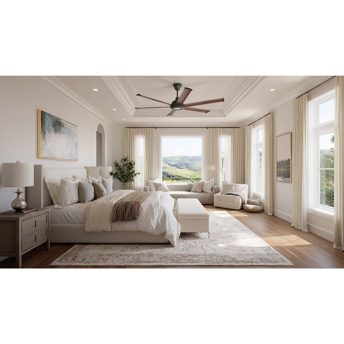 Big Ass Fans Bison Smart  Walnut Blades Universal Mount Ceiling Fan - Lifestyle 5