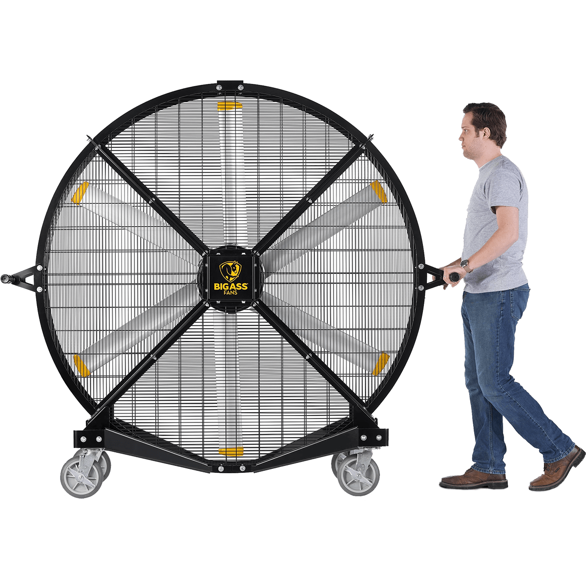 Big Ass Fans Black Jack 6 Ft. Indoor/Outdoor Portable Barrel Fan - with Person