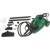 Bissell BigGreen Commercial Steam Cleaner includes extendable wand, floor & window tools, nozzle with small & large brush, 2 smooth pads, 1 scrubby pad, pitcher, handle & hose