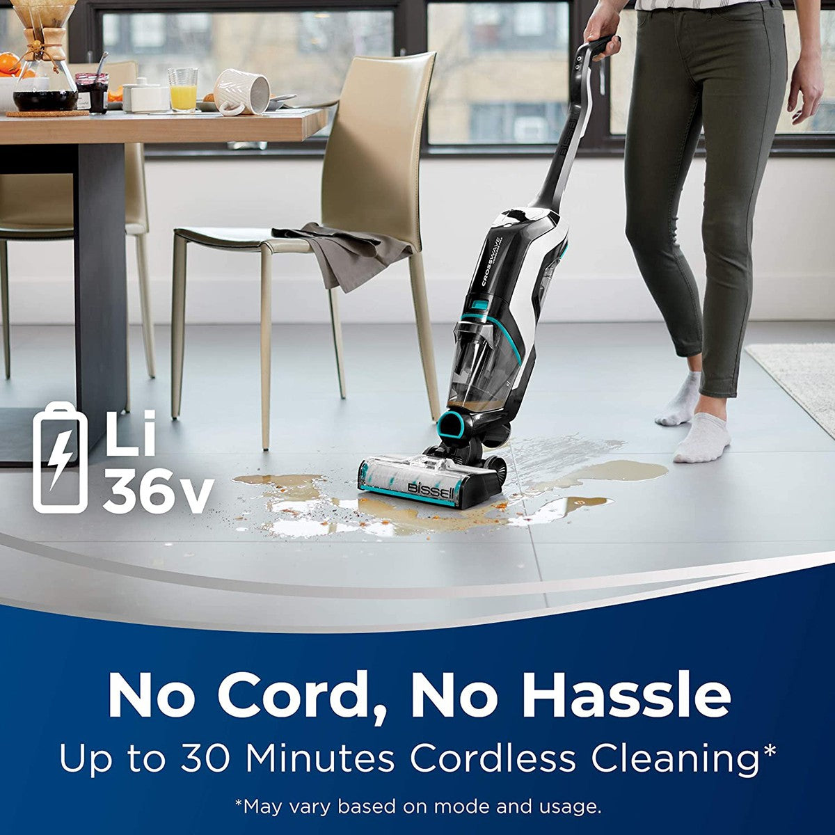 Bissell CrossWave Cordless Max Multi-Surface Wet/Dry Vac - Cordless Cleaning Graphic