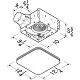 Broan 110 CFM Bathroom Exhaust Fan w/ CleanCover Grille - Dimensions