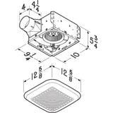 Broan 110 CFM Single Speed Bathroom Exhaust Fan - Dimensions