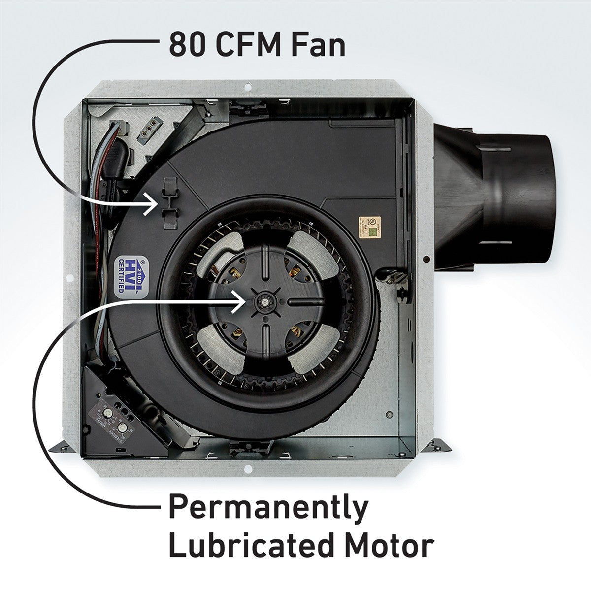 Broan Flex Series 80 CFM Single-Speed Bathroom Exhaust Fan with LED Light and Humidity Sensor - Graphic 2