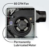 Broan Flex Series 80 CFM Single-Speed Bathroom Exhaust Fan with LED Light and Humidity Sensor - Graphic 2