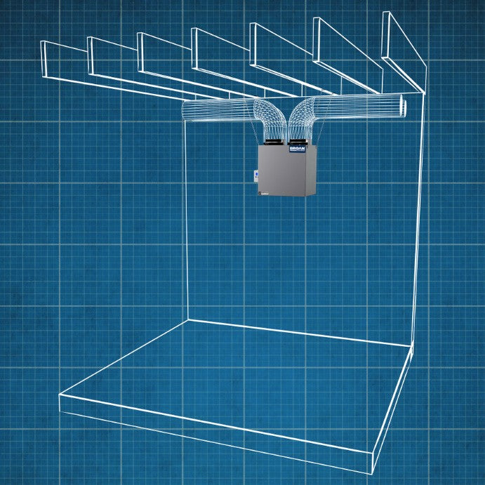 Broan AI Series 110 CFM Heat Recovery Ventilator - Top Ports - Hanging Layout